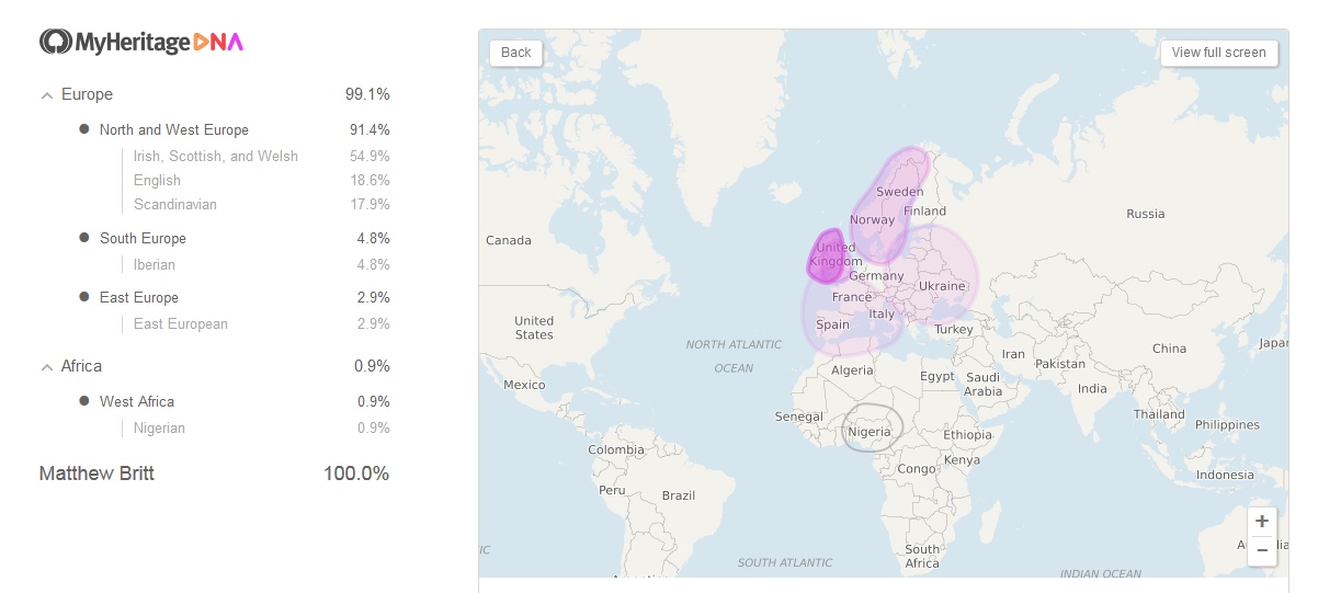 MyHeritage DNA Results – M. P. Britt